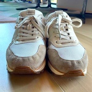 Pair of, like new (worn only once) John Varvatos sneakers in white and beige.
